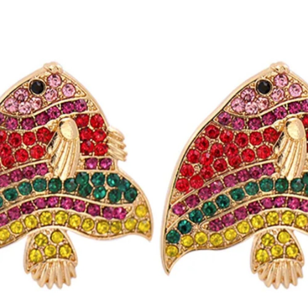 Bimini Beachwear Colorful CZ Fish Earrings – Fun, Bold & Whimsical Style!